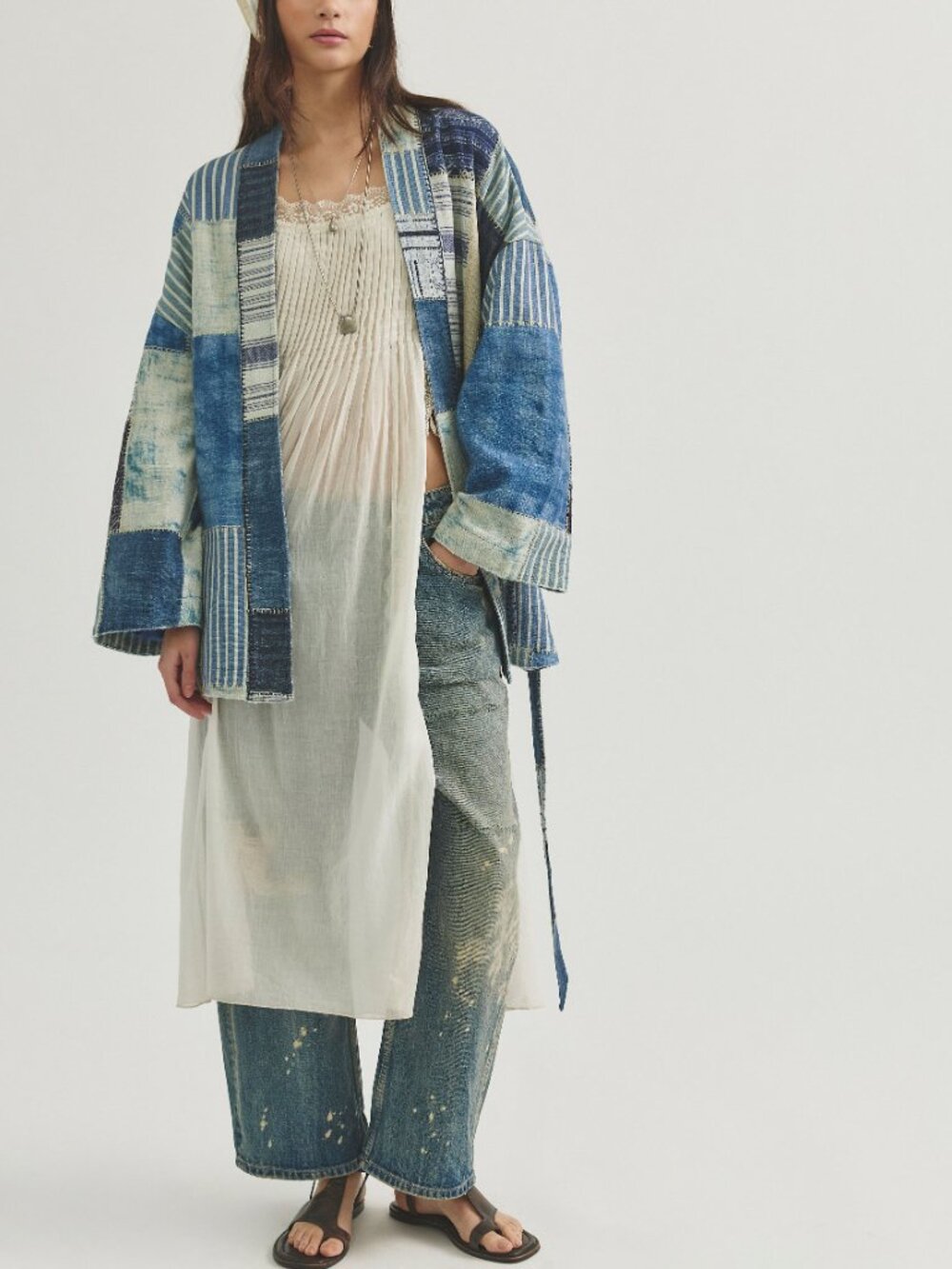 FREE PEOPLE We The Free Evie Kimono / Indigo Patchwork - Picture 4 of 7